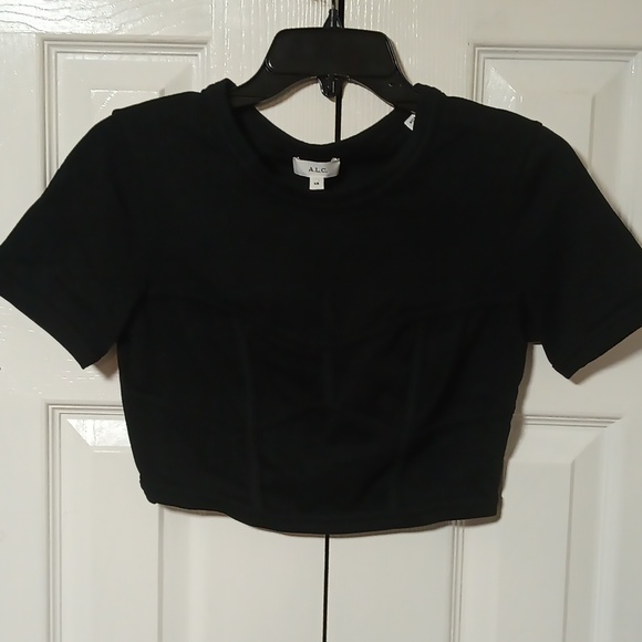 A.L.C. Black Cropped Corset Tee - Picture 5 of 10